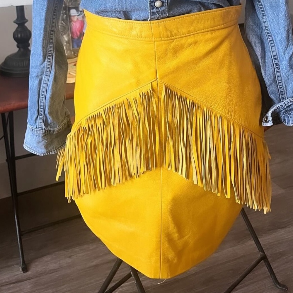Vintage Leather Frimge Skirt